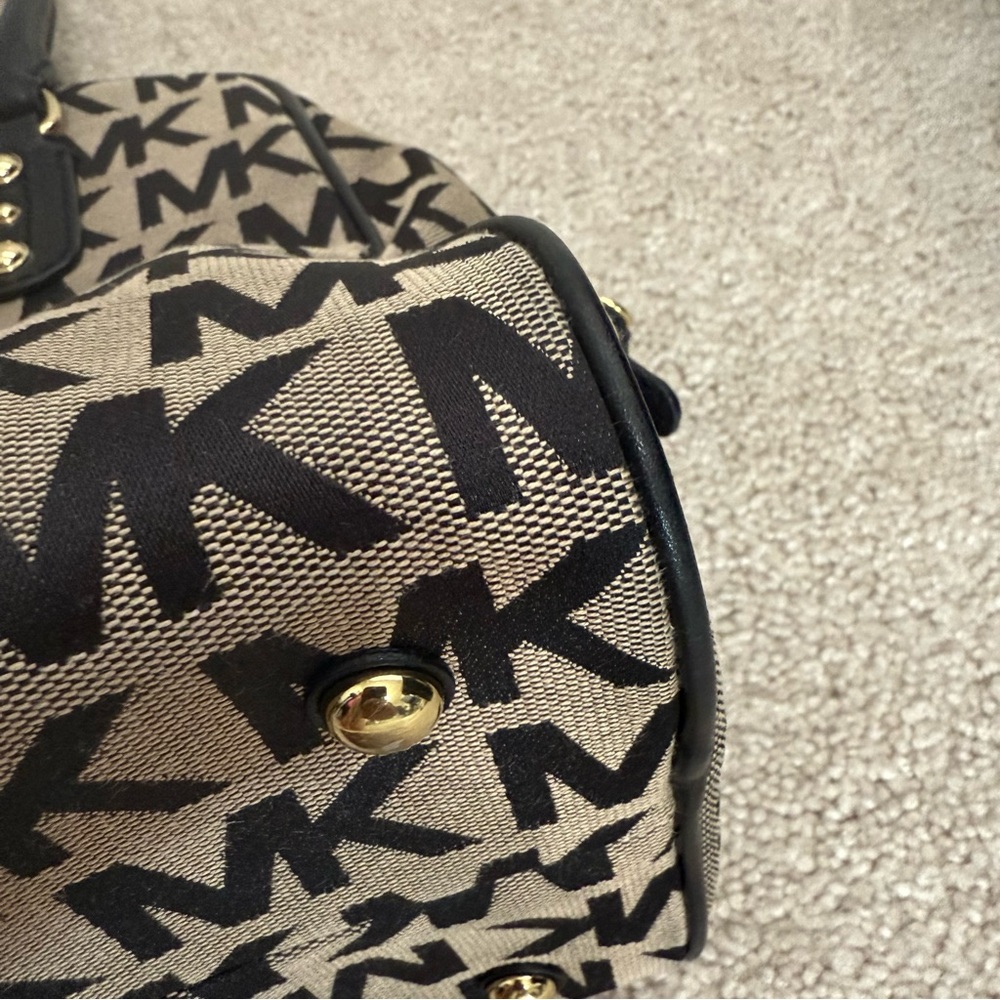 Michael Kors Veronica Monogram Canvas & Leather Dome Satchel - Picture 8 of 13